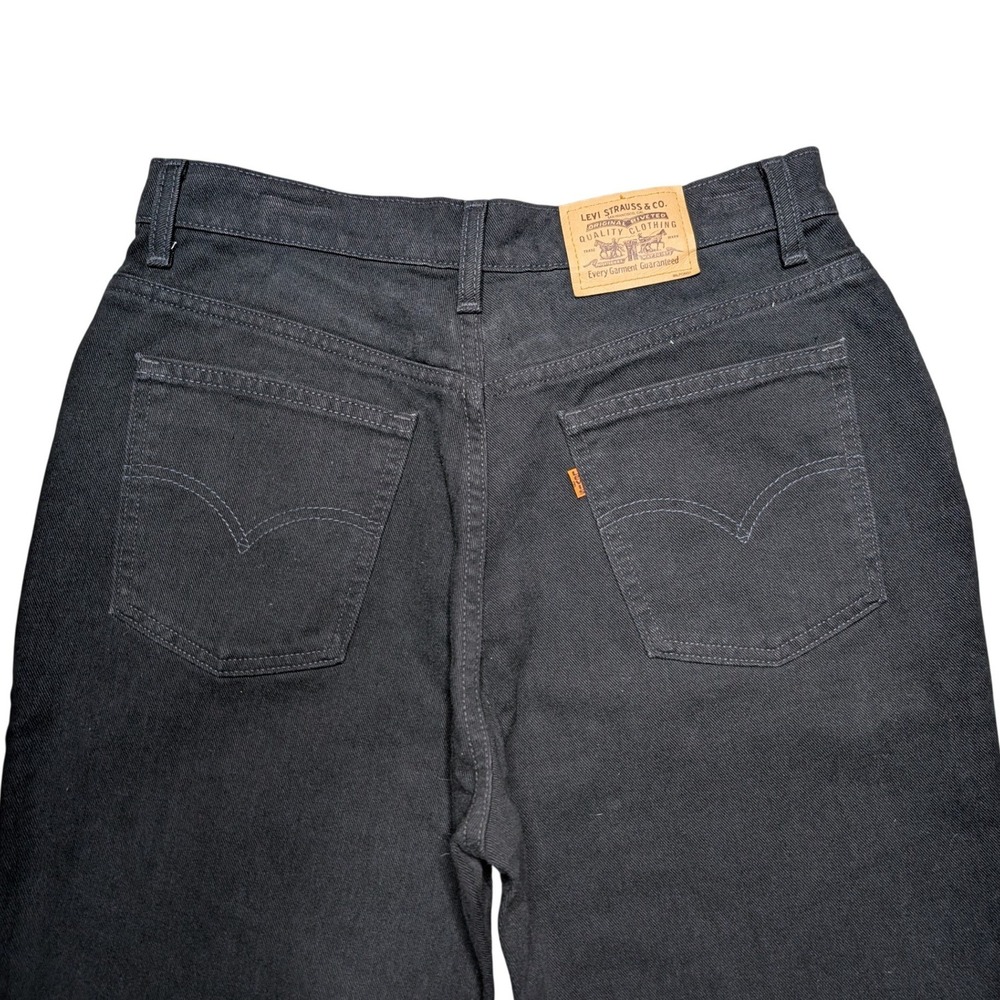Vintage Levi's Orange Tab 32 Black Cotton Denim Straight Leg Women's Jeans 90s - Picture 2 of 4